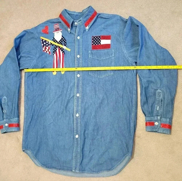 Vintage planet hollywood denim shirt size LARGE 100% cotton made in USA … - Picture 5 of 9